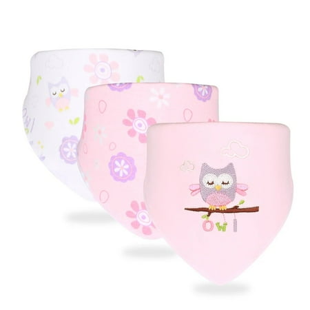 3pcs/set High Quality Baby Bibs Double Layers Cotton Infant Saliva Towel Toddler Boys Girls Cute Baby Bibs Bandanna Burp Cloth Owl