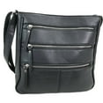 thumbnail image 4 of Zzfab Triple Zipper Locking Faux Leather  Crossbody Bag Black, 4 of 7