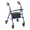 Drive Medical Adjustable Height Aluminum Frame Rollator w/ 6" Casters, Blue