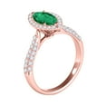 thumbnail image 4 of Mauli Jewels Rings for Women 0.80 Carat Elegant Look Diamond And Marquise Shape Created Emerald Ring 4-prong 10k Rose Gold, 4 of 7