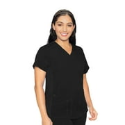 Med couture Womens Touch collection V-Neck Shirttail Hem Kerri Scrub Top, Black, XXXX-Large