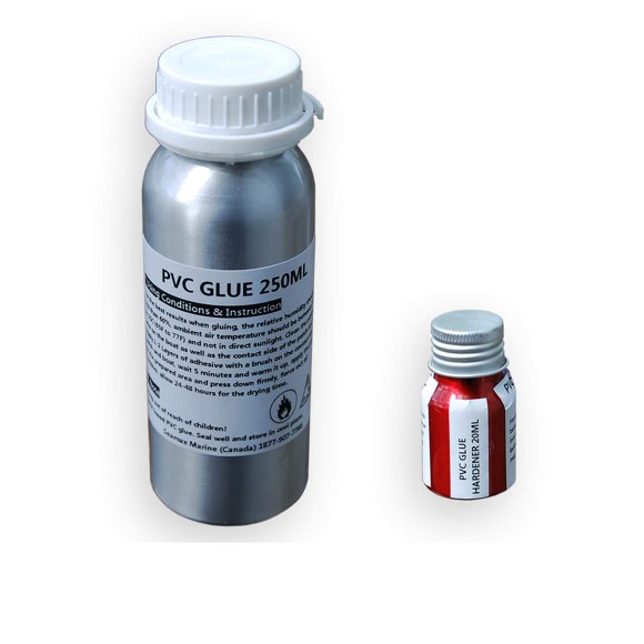 Seamax Repair Kit for Inflatable Boats, Professional PVC or Hypalon Versions with 2 Part Glue, 250ml Glue & 25ml Hardener