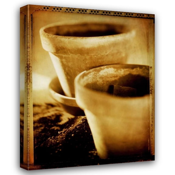 Bob Stefko 15x18 Gallery Wrapped Canvas Wall Art Titled - Terracotta Pots III