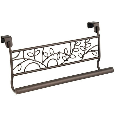 InterDesign Twigz Over-the-Cabinet Kitchen Dish Towel Bar Holder, 9", Bronze