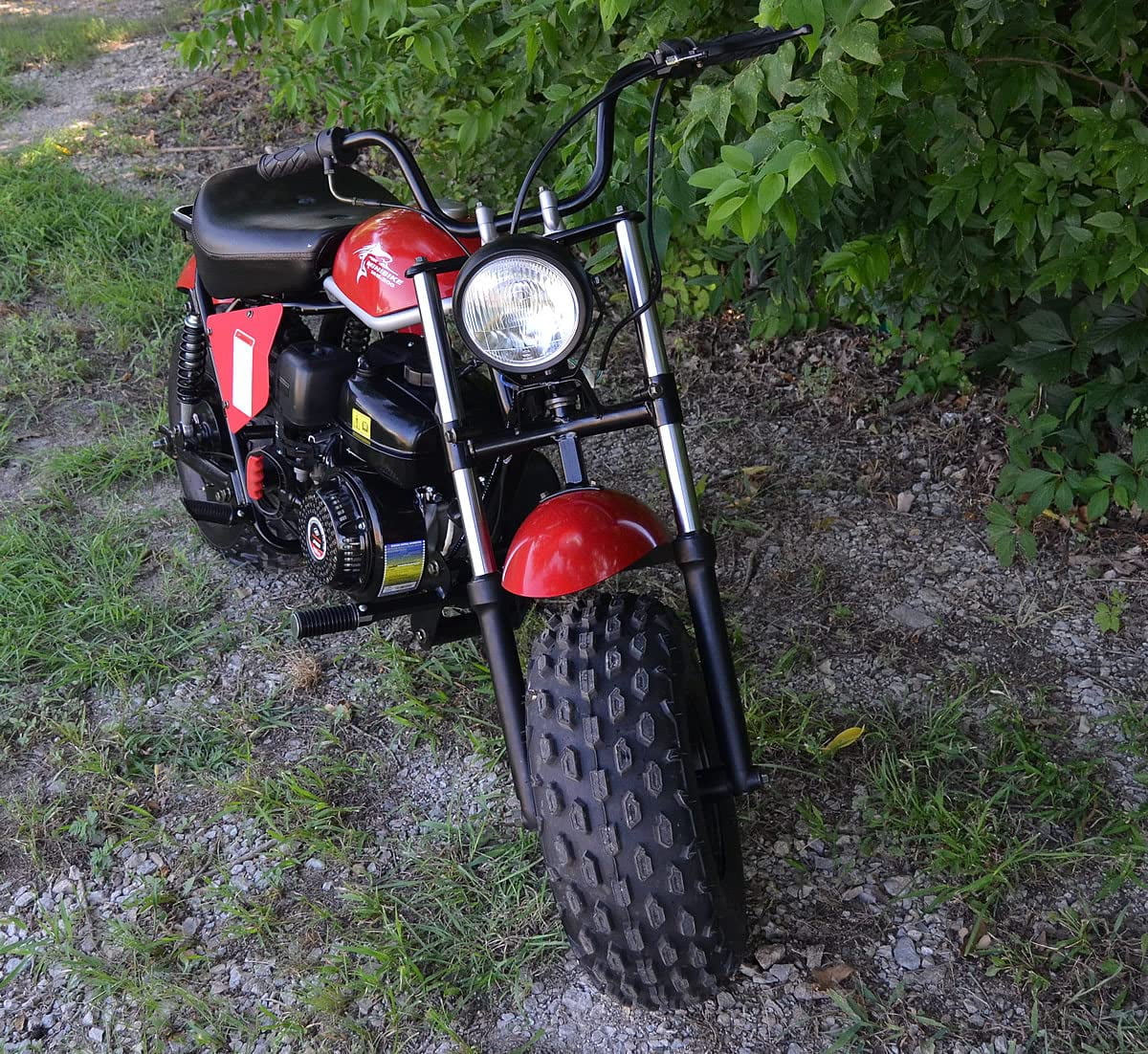 Trailmaster Mini Bike MB200 Front and Rear Shocks, Torque Converter, Final Chain Drive (Red)