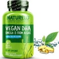 NATURELO Vegan DHA Omega 3 Oil from Algae Supplement for Brain