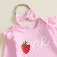 thumbnail image 6 of Cjfdfy Newborn Baby Girl 1St Birthday Outfit One Birthday Embroidery Long Sleeve Romper Strawberry Skirt And Headband Cake Smash Clothes Infant Cute My First Birthday Outfit, 6 of 9