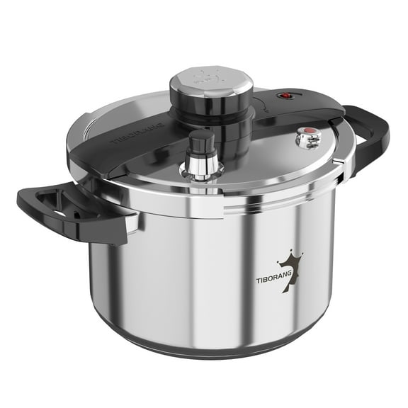 6L Stainless Steel Pressure Cooker for All Stovetops - Save 50% Cooking Time, Easy Twist Open Lid