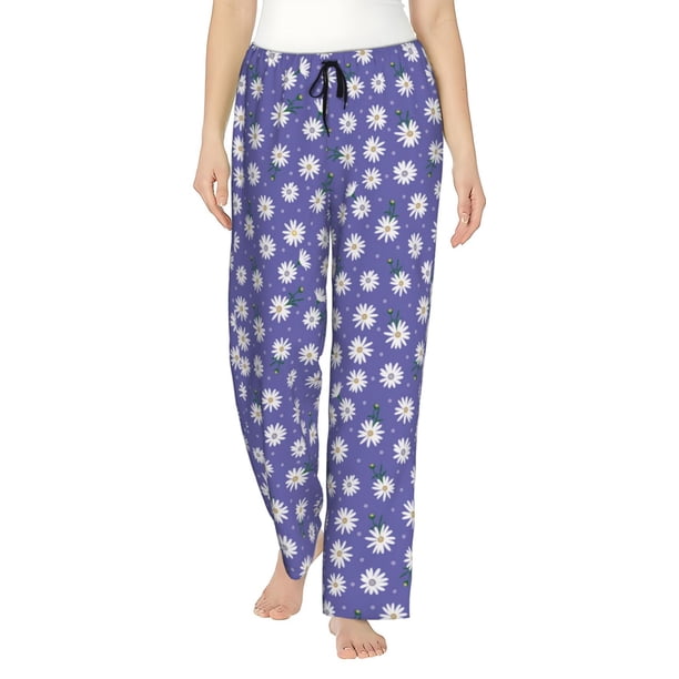 Balery Daisies Flowers Pantalones de pijama para mujer, pijamas ultraligeros, pantalones de estar por casa-Small