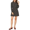 thumbnail image 1 of INSPIRE CHIC Vestido Floral de Manga Larga con Volantes y Cuello con Lazo para Mujeres en Negro L, 1 of 8