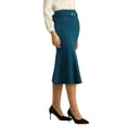 thumbnail image 4 of Falda de cola de pez elegante para mujer Inspire Chic, con cintura alta y cinturón, falda midi de trabajo, talla 2XL, azul lago, 4 of 5