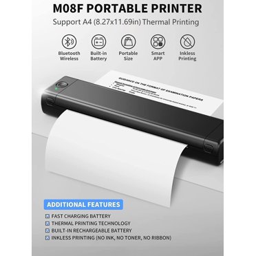 Phomemo M08F Portable A4 Thermal Printer – Bluetooth, Inkless, 3-Year Warranty – US Seller