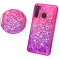 thumbnail image 3 of Compatible for Samsung Galaxy A21 Case with Tempered Glass Screen Protector SOGA Diamond Liquid Quicksand Cover Cute Girl Women Phone Case - Pink / Purple, 3 of 5