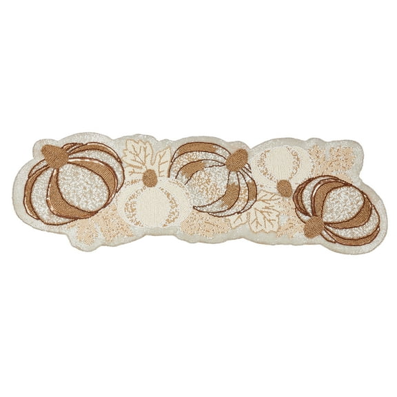 Saro Lifestyle Pumpkin Patchwork Beaded Table Runner