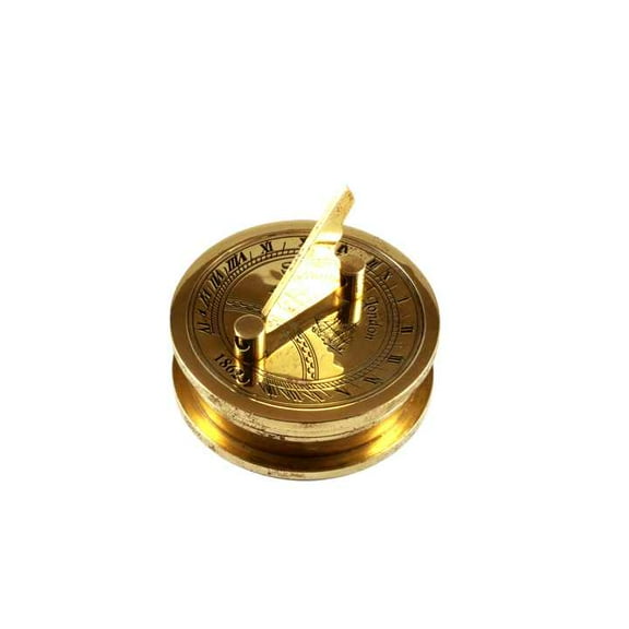 Antique Vintage Brass Nautical Sundial Compass Customized Metal Alloy with Leather Case