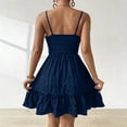 thumbnail image 6 of Busydd Summer Dresses for Women Fashion Ruched Spaghetti Straps Sun Dresses Women Solid Color Sleeveless Square Neck Mini Dress L, 6 of 6