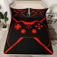 thumbnail image 2 of Manfei Gamer Gaming Twin Sheet Sets,Modern Gamepad Twin Fitted Sheet,Black Red Flat Sheet For Teens,Breathable Home Decor,3pcs, 2 of 7