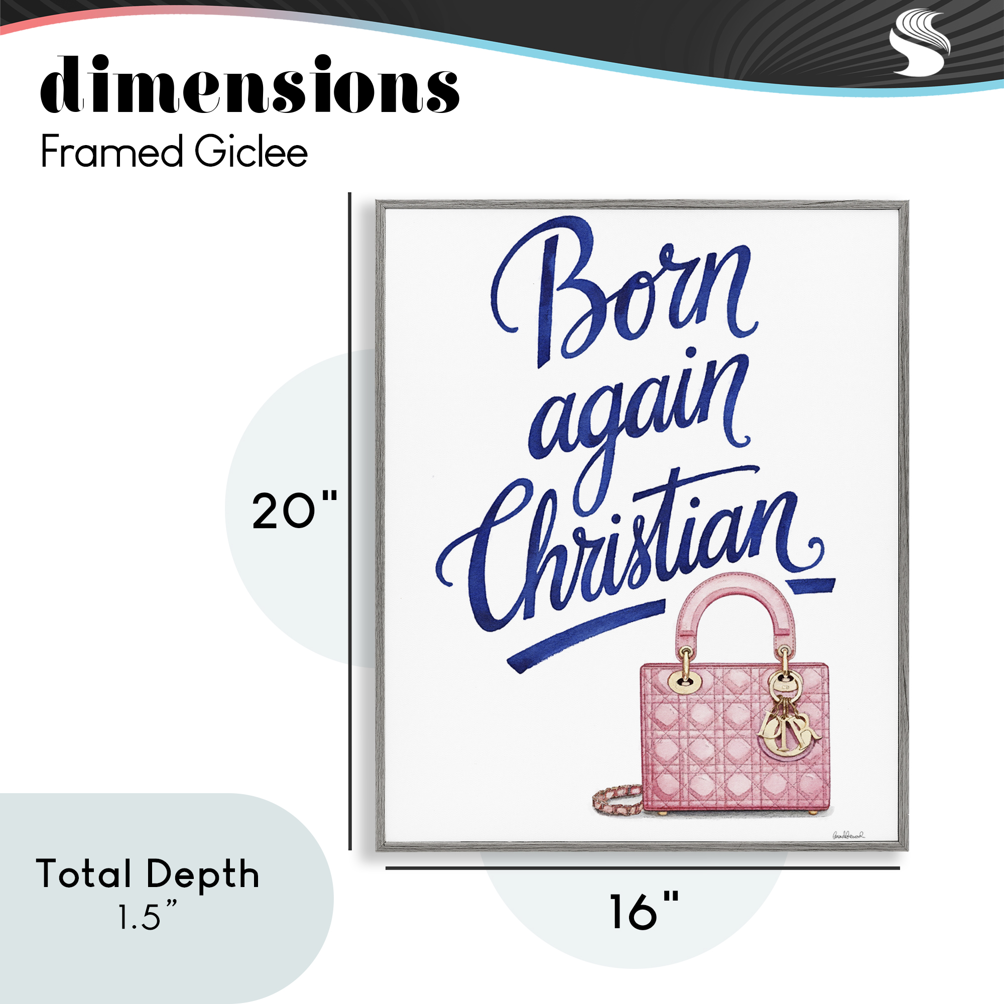 Glam Born Again Christian Gray Framed Giclee Art, design by Amanda Greenwood