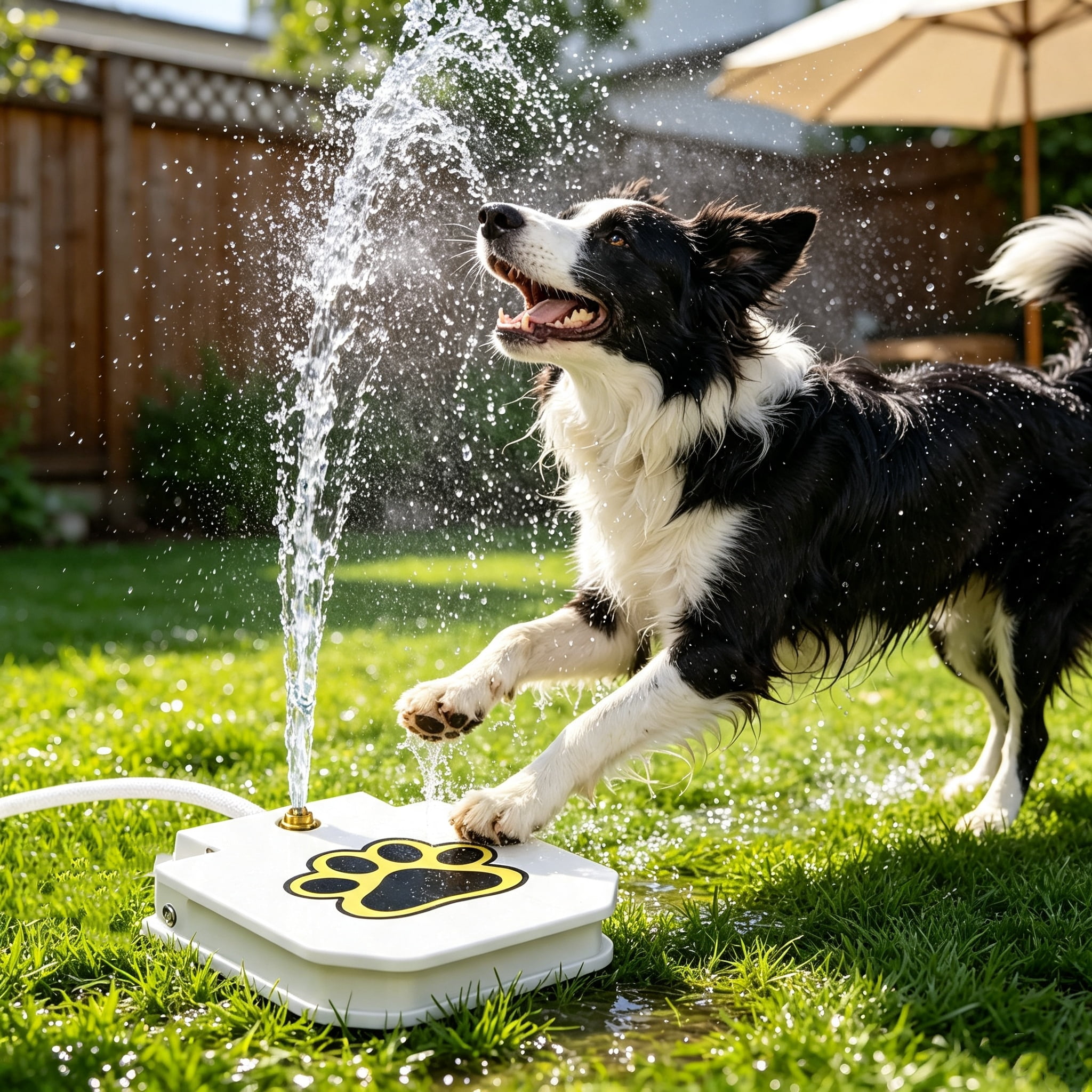 Dog Water Fountain, Outdoor No Electricity Step-On Activated Pet Sprinkler, Paw-Controlled Drinking Dispenser for Large & Small Dogs,Automatic Waterer for Yard, Garden, Lawn