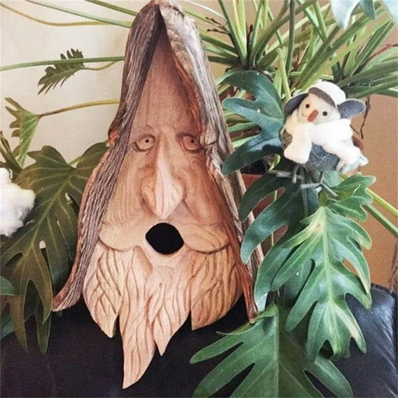 Bird Feeder Yard Decoration Birdhouse Old Man'S Head Pendant on the Resin Handicraft