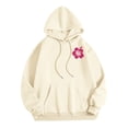 thumbnail image 4 of Blouses for Women Dressy Casual Long Sleeve Winter Loose Fit Hooded Mitten Cold Shoulder Drawstring Floral Leisure Sweatshirt Letters Loose Fit Hooded Sweatshirts Long Sleeves Pockets Pullovers, 4 of 6