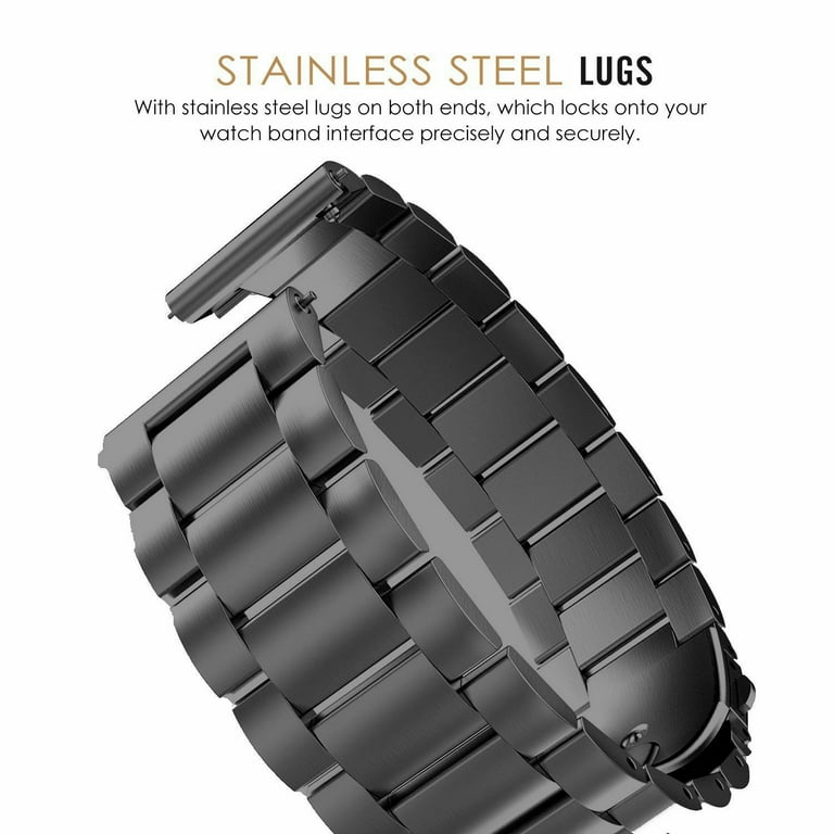 18mm Watch Band GoldCherry Quick Release Premium Solid Stainless Steel Metal Business Replacement Bracelet Strap for Men s Women s Watch Black Walmart