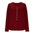 thumbnail image 2 of Plus Size Tops for Women with Button Long Sleeve Soft Henley Neck Casual Lightweight Pullover Blouses (XL, Wine), 2 of 6