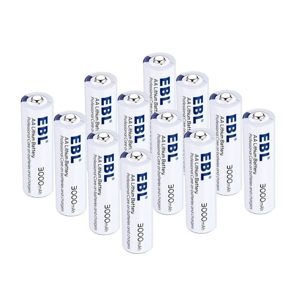 EBL Lithium AA Batteries (12 Pack), Double A Batteries 3000mAh 1.5V with Storage Box