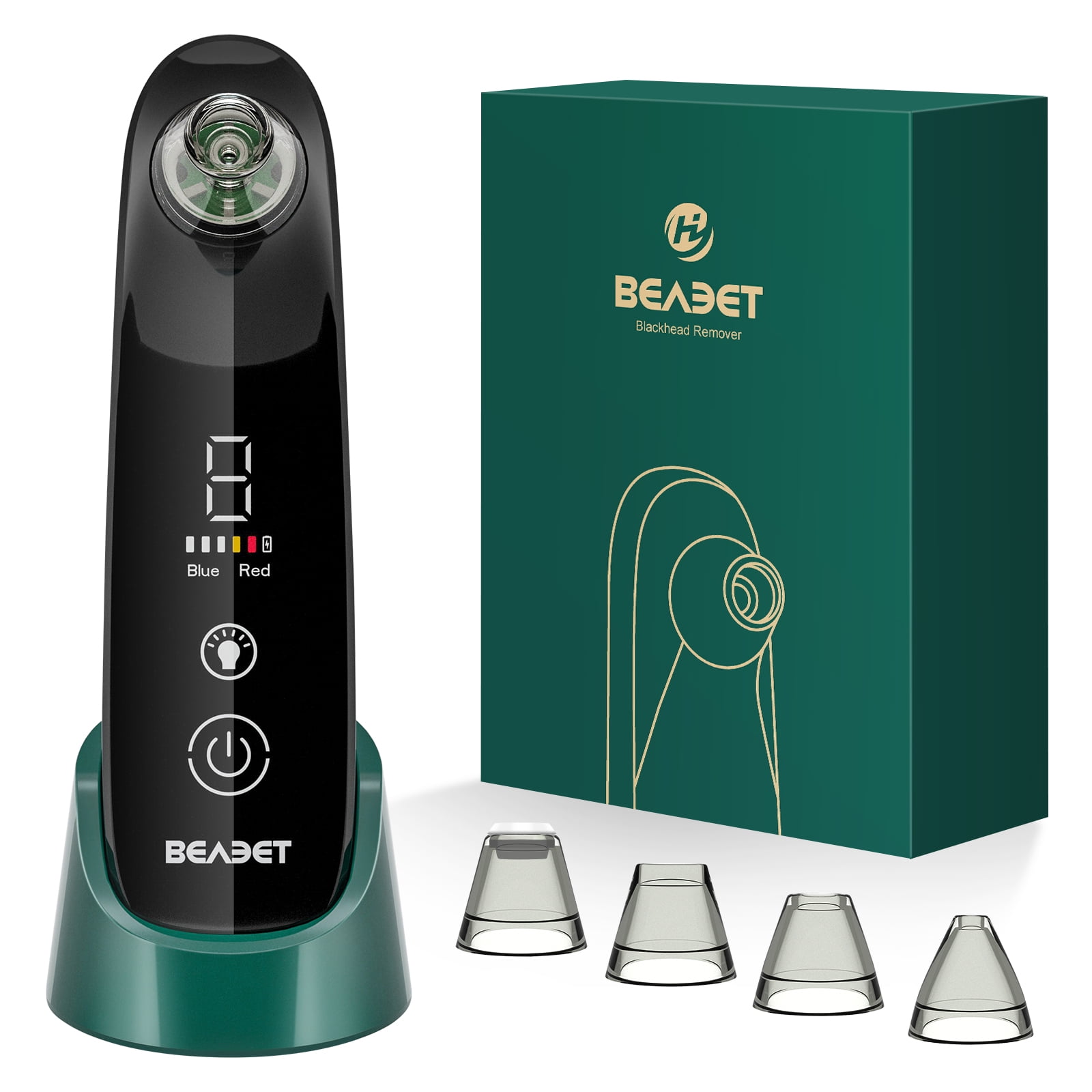 Blackhead Remover Vacuum, Pore Vacuum Sucker with 5 Suction Heads LED