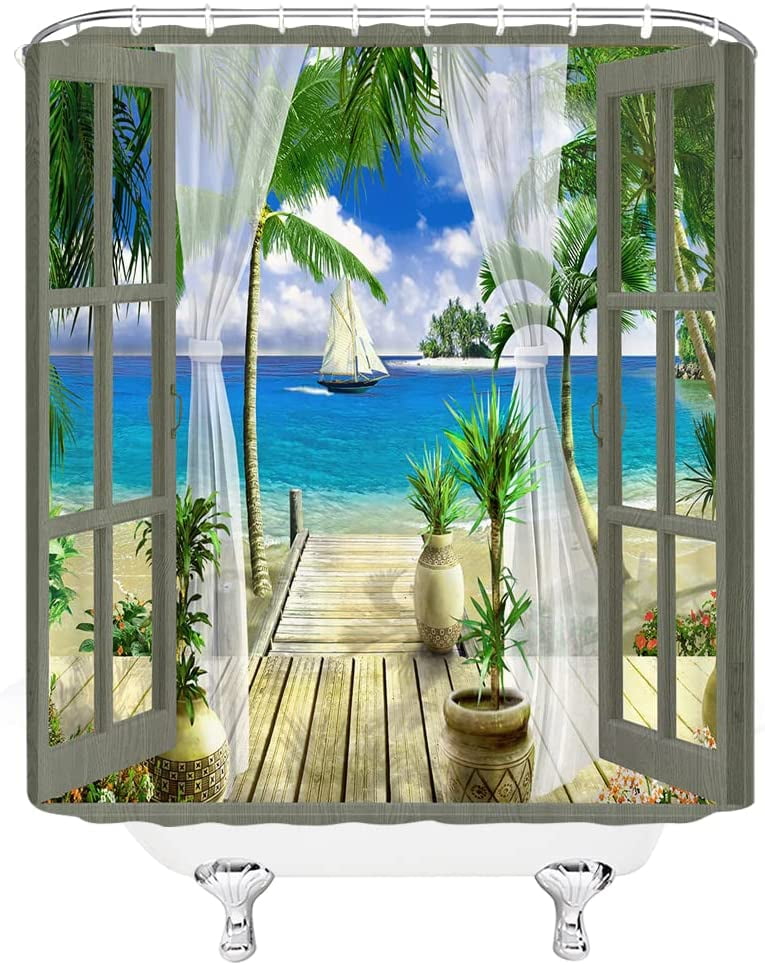 Beach Cabins by the Shore Shower Curtain