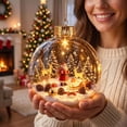 thumbnail image 4 of Clear Christmas Diorama Bauble Ornament 2D Winter Scene Festive Christmas Tree Hanging Decor for Mantel Window Holiday Gift Idea, 3.15In #, 4 of 7