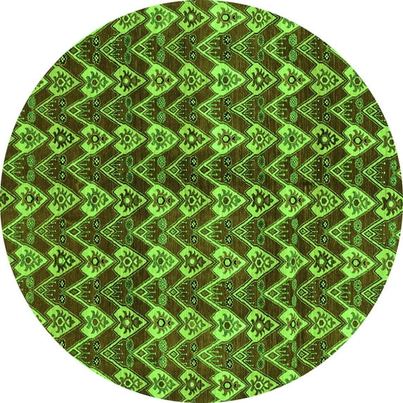 Ahgly Company Indoor Round Abstract Green Modern Area Rugs, 8' Round