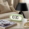 thumbnail image 2 of REGALWOVEN Loud Alarm Clock for Heavy Sleepers Three Alarms Battery Powered, Large LED Display for Bedroom, Dorm Room Light Green 5.9"L x 1.77"W x 2.75"H, 2 of 6