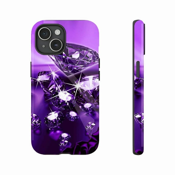 Purple Diamond Glitter Phone Case for Women Valentine's Day Gift Compatible with iPhone 11/12/13/14/15/16 (Pro Max/Plus)
