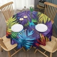 thumbnail image 3 of Colorful Leaf Pattern Round Tablecloth 60"x60",Wrinkle Wipeable Table Cloth for Kitchen Dining Room Picnic Patio Party, 3 of 6