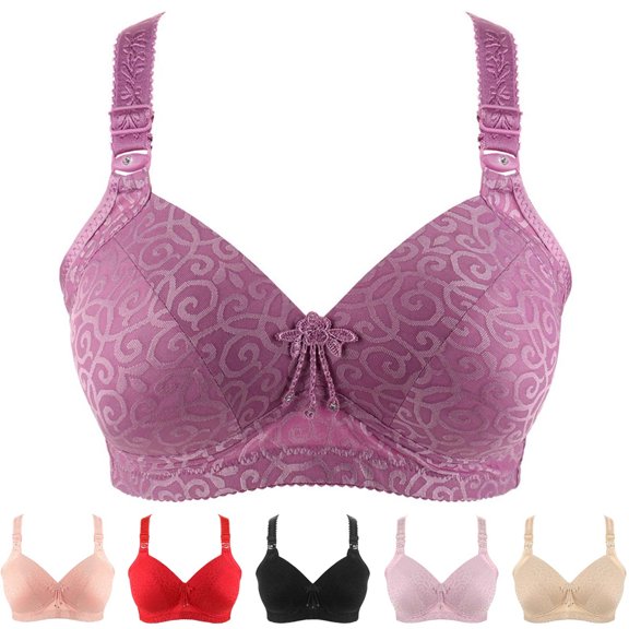 Avtoify Women Large Thin Bra Summer Bras for Women Wirefree Side Support Full Cup Wear