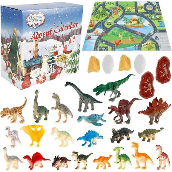 Toddler Advent Calendar 2025, 24 Days Dinosaur Advent Calendar with 24 Toys and Map, Educational Parent-Child Christmas Countdown Toy for Kids
