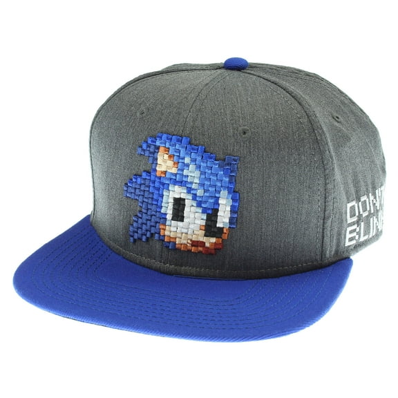 Sega Genesis Sonic The Hedgehog Hat - Sonic Pixel Face Don't Blink Snapback Hat