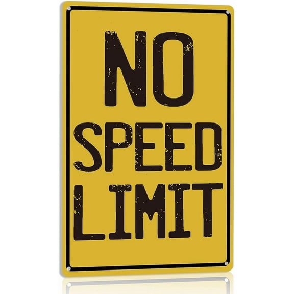 No Speed Limit sign Race Car Decor For Boys Room Vintage Garage Metal Tin Signs Man Cave Decor For Men Funny Street Signs For Bedroom Car Themed Room Decor