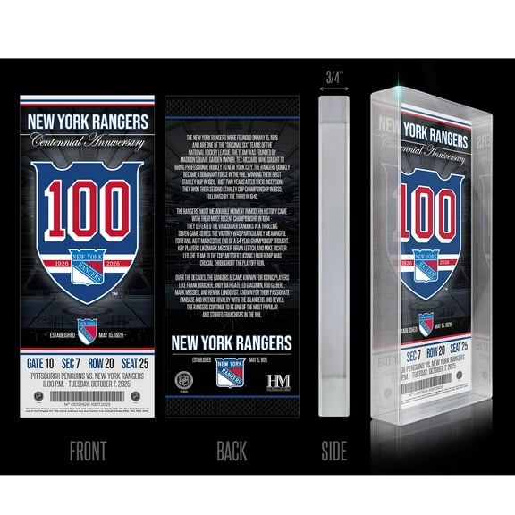 Highland Mint New York Rangers Centennial 3D Acrylic Block Art