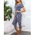 thumbnail image 5 of Ekouaer Women's Capri Lounge Sets 2 Piece Short Sleeve Pants Loungewear Outfits, 5 of 7