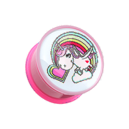 

Rainbow Unicorn Single Flared Ear Gauge Plug