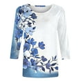 thumbnail image 7 of CYMMPU Tunic Tops Round Neck Blouses for Women Dressy Casual 3/4 Sleeve Floral Printed Summer Trendy Shirts Loose Fit Spring Tops Lightweight Basic Tees Sky Blue M, 7 of 7