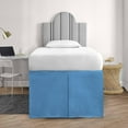 thumbnail image 4 of 52 Inch Drop Twin XL Size Dorm Bed Teal Solid Bed Skirt Lightweight Pleated Pattern Split Corner Premium Hotal Quality With Flexible Elastic & Fade Resistent, 4 of 6