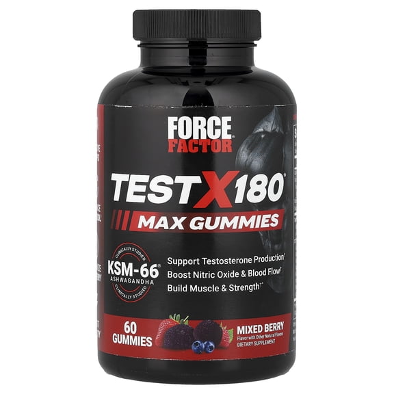 Force Factor Test X180® Max Gummies, Mixed Berry, 60 Gummies