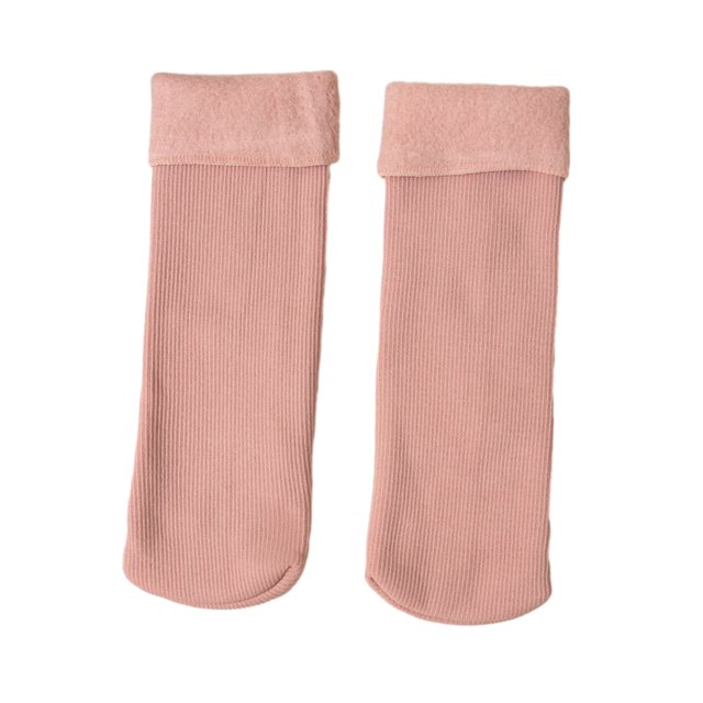 CSChome Mid-calf Socks Unisex Thermal Mid-Tube Socks - Thick Soft Plush Solid Color Elastic Non-Slip Knitted