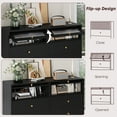 thumbnail image 5 of Homfa 6 Drawer Dresser, 51.4" Tall Chest of Drawers with Glass Doors, Wood Storage Cabinet for Bedroom Living Room, Black, 5 of 7