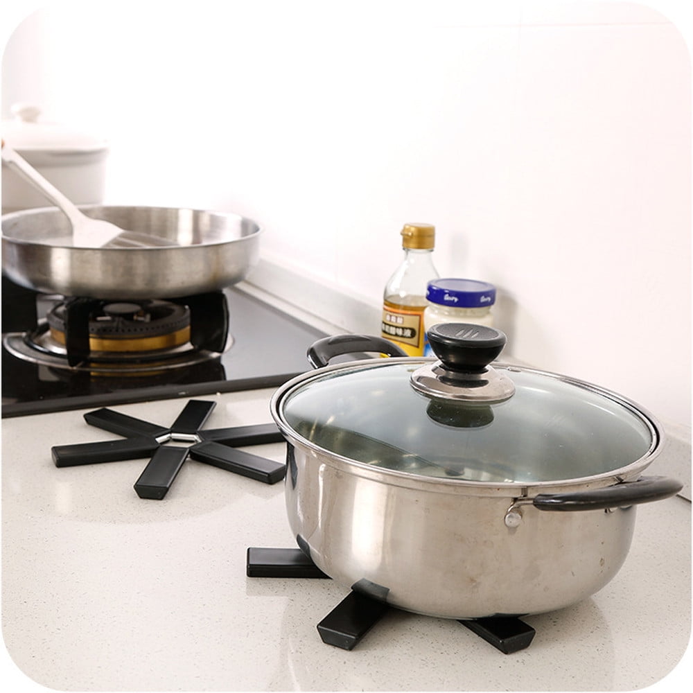 Black Foldable Non-slip Heat Resistant Pad Pan Pot Holder Mat Kitchen Accessory