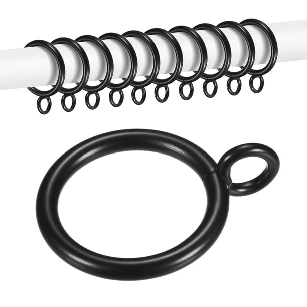 Uxcell 10-Pack Anillo de Cortina con Ojal 1 Pulgada ID Se Ajusta a Varilla de Cortina de 3/4 Pulgada Anillos de Drapería de Metal Negro
