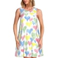 thumbnail image 1 of Fotbe Hand Drawn Colored Hearts Vestido de Verano sin Mangas para Mujer – Vestido Midi Línea A, Estilo Camiseta Floral, Vestido Playero Casual y Fluido, 1 of 7